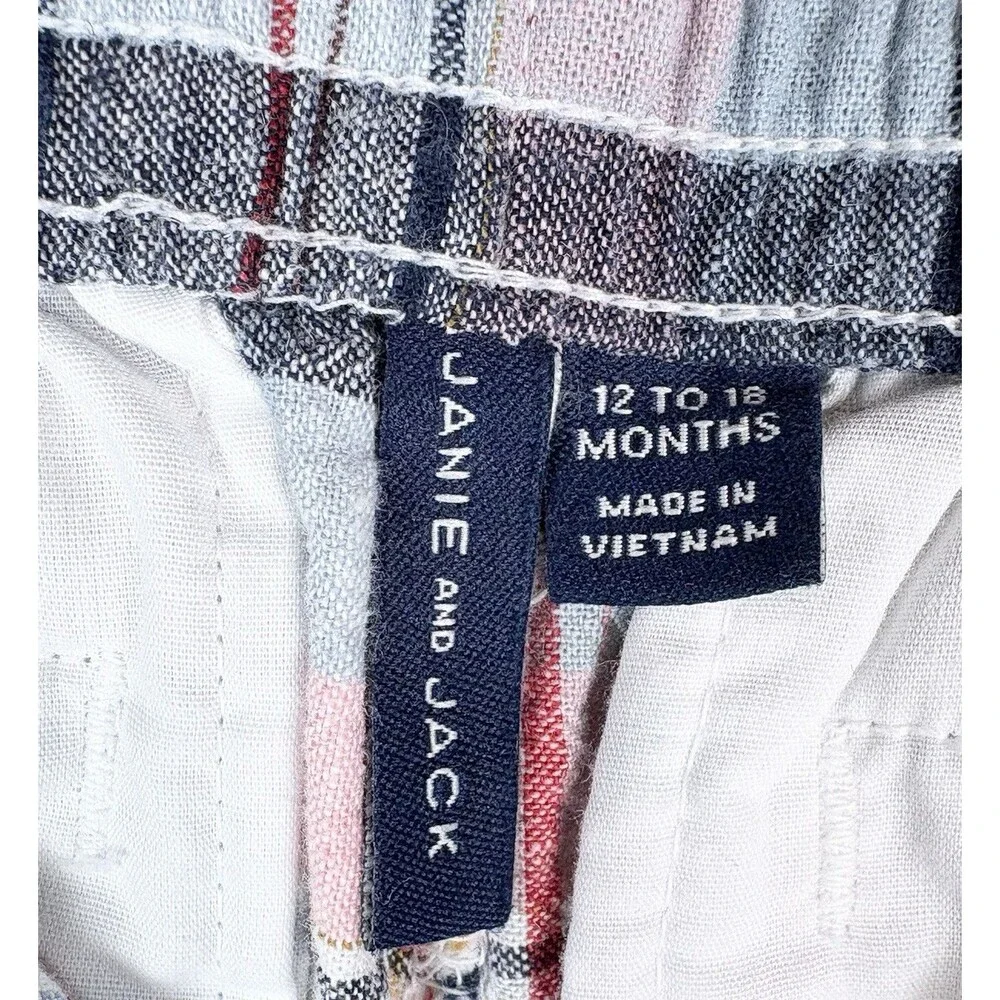 Janie And Jack Boys Shorts Plaid Preppy Coastal Blue Pockets Size 12-18 Months